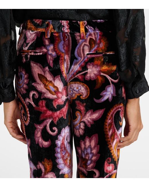 Etro Red Jacquard Straight Pants