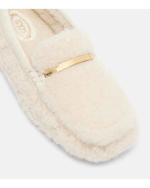 Tod's Natural Gommino Suede-Trimmed Driving Shoes
