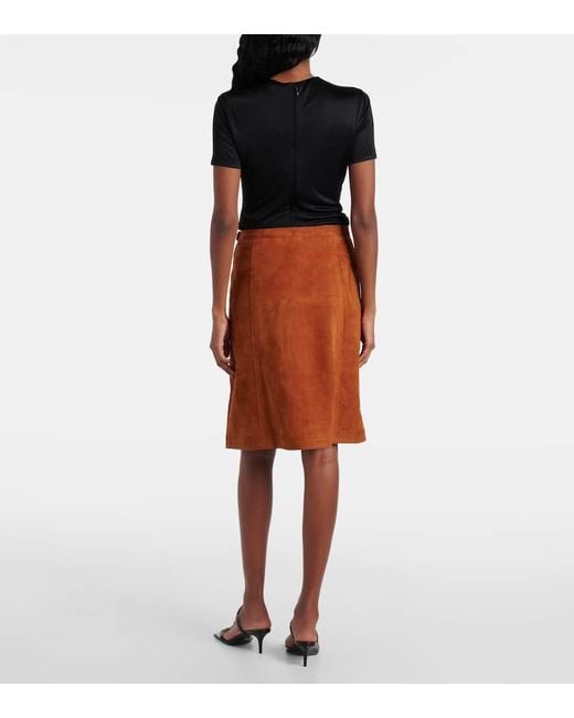 Versace Brown Suede Midi Skirt