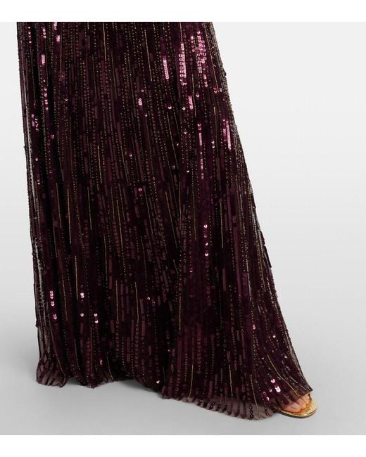 Jenny Packham Purple Ninetta Sequined Gown