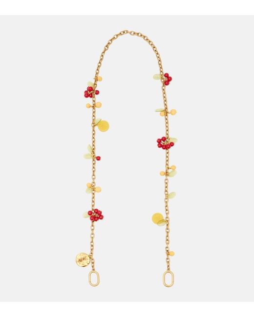 Saint Laurent White Cassandre Charm Pendant