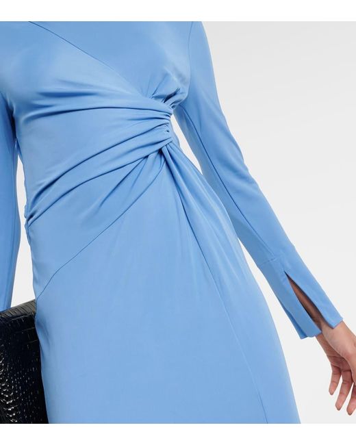 Victoria Beckham Blue Asymmetric Jersey Midi Dress