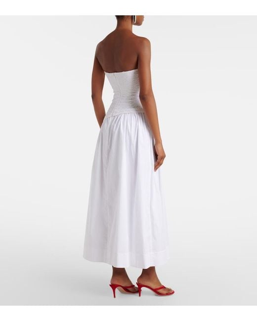 Staud White Nia Cotton Midi Dress