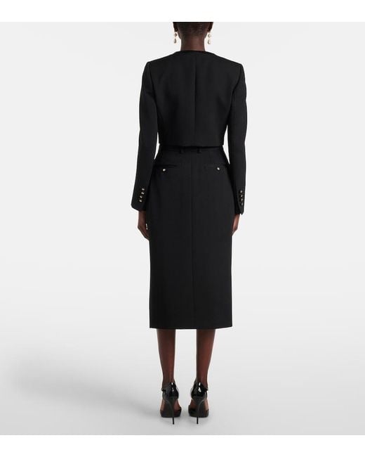 Dolce & Gabbana Black Cropped Wool-Blend Jacket