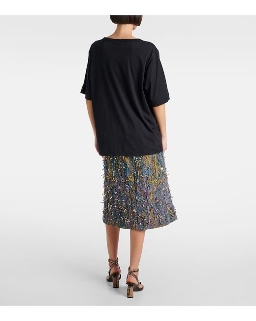 Camiseta En Jersey De Algodon Oversized Dries Van Noten de color Black