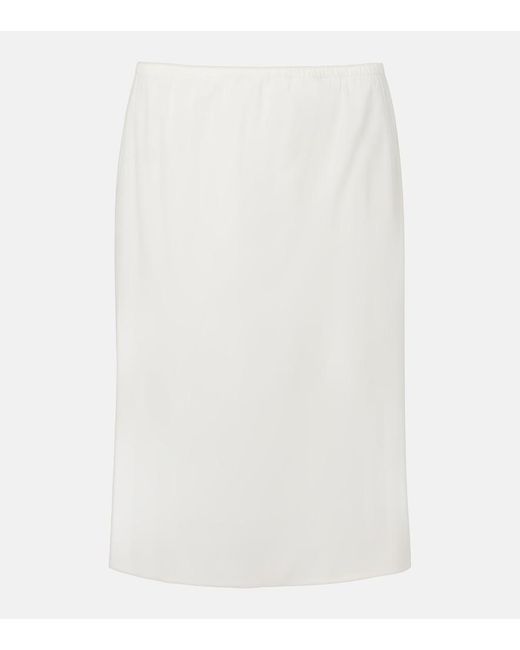 The Row White Ivera Silk-Blend Chiffon Midi Skirt