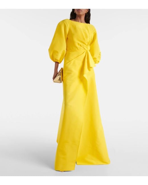 Robe Du Soir Effet Portefeuille En Faille De Soie À Fronces Carolina Herrera en coloris Yellow