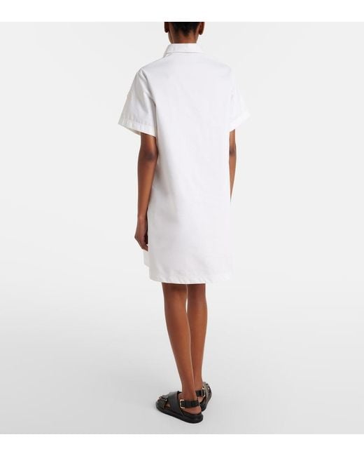 Moncler White Embroidered Cotton-Blend Poplin Midi Dress