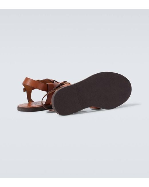 Ralph Lauren Brown Leather Fisherman Sandals for men