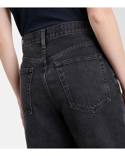 Agolde Blue V-Waist Baggy High-Rise Wide-Leg Jeans