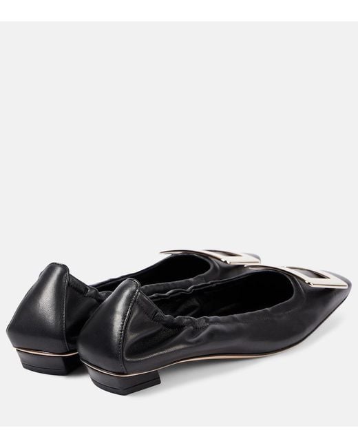 Roger Vivier Black Belle Vivier Leather Ballet Flats