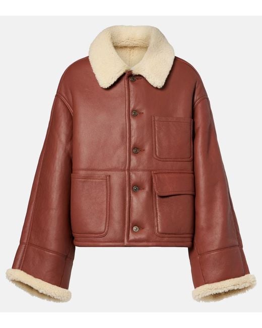Victoria Beckham Red Shearling Jacket
