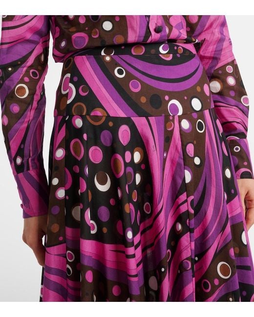 Emilio Pucci Purple Fontane Cotton Muslin Maxi Skirt