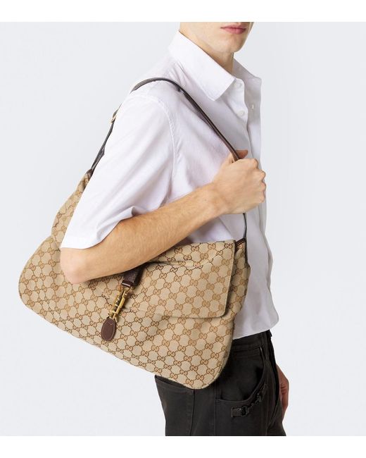 Gucci Metallic Jackie Flap Large Gg Canvas Shoulder Bag for men