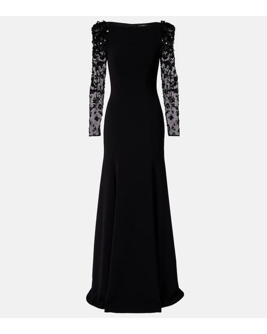 Jenny Packham Black Sylvia Embellished Gown