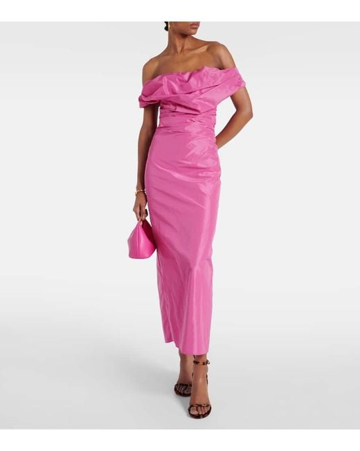 STAUD Andrea Off-Shoulder Maxi Dress in Pink | Lyst