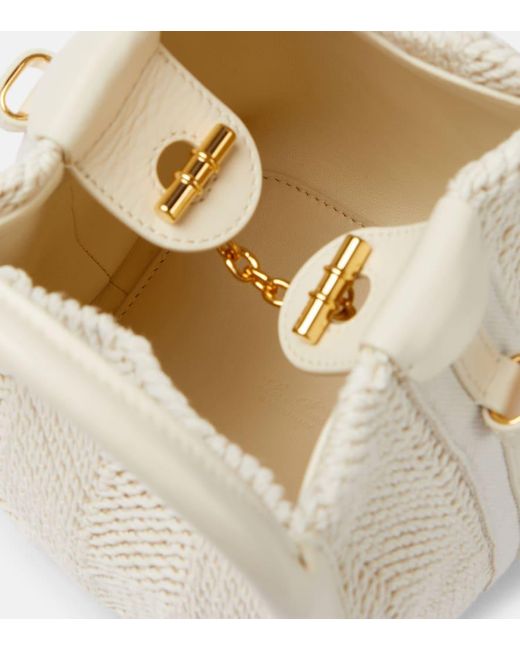 Loro Piana White Bale Micro Leather-Trimmed Bucket Bag