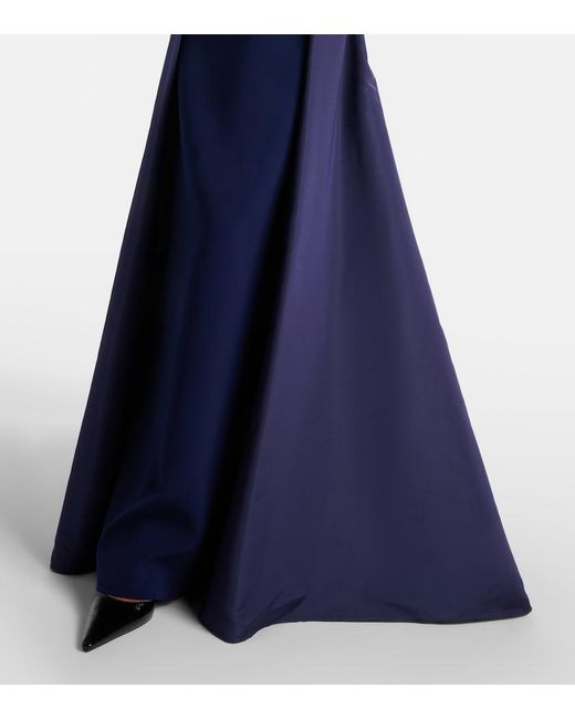 Carolina Herrera Blue Colorblocked Silk Faille Gown