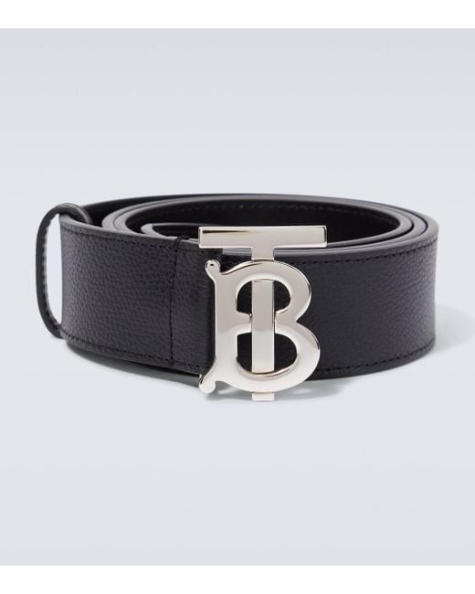 Burberry Black Tb Monogram Leather Belt for men