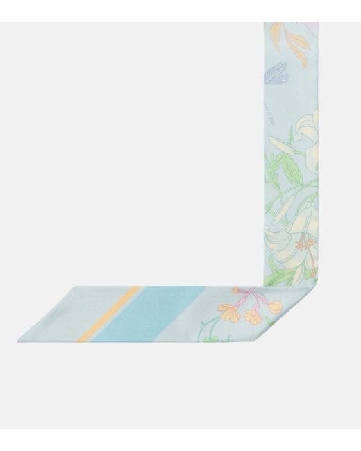 Gucci Blue Flora Silk Twill Scarf