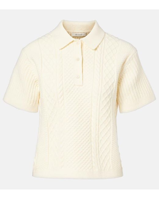 J.W. Anderson Natural Cable-Knit Wool And Cotton-Blend Polo Shirt