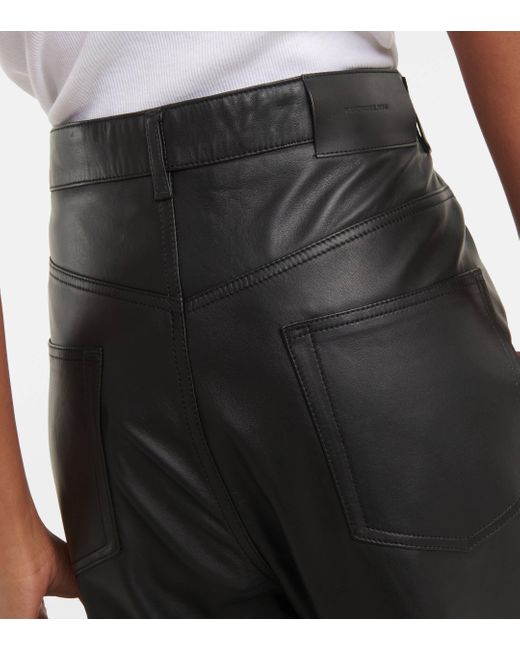 Wardrobe NYC Black High-rise Leather Wide-leg Pants
