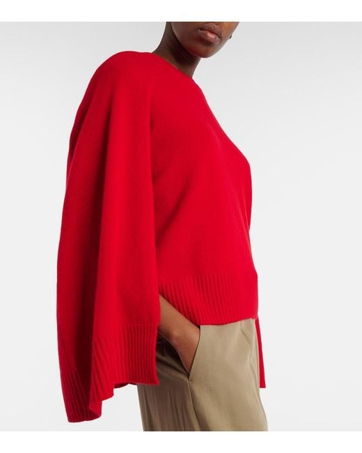 Totême Red Cashmere Poncho