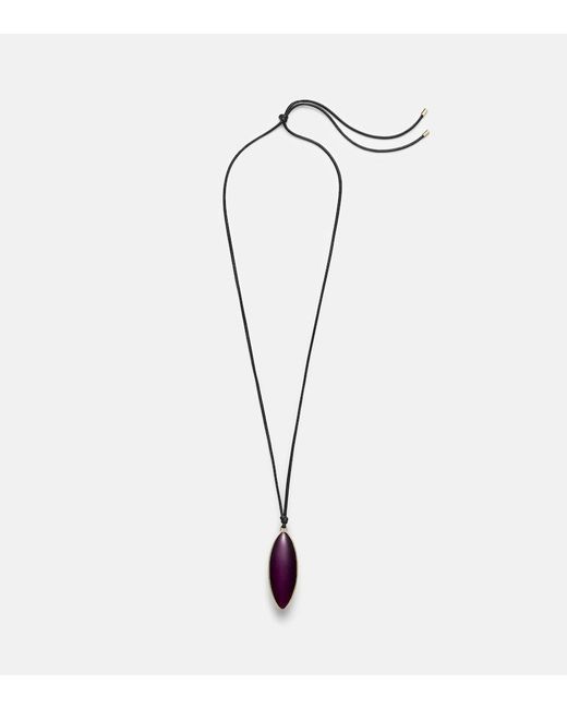Jennifer Fisher White 14Kt-Plated And Leather Necklace With Quartz