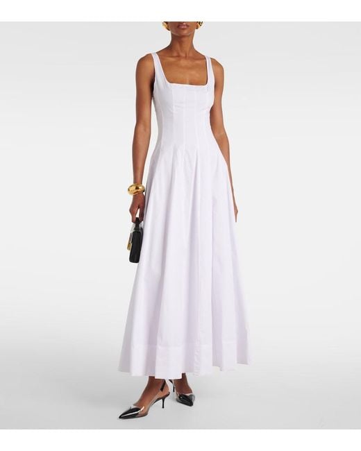 Staud White Wells Cotton Poplin Maxi Dress