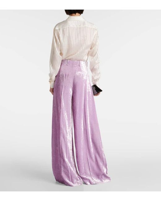 Pantaloni palazzo in velluto a vita alta di Nina Ricci in Pink