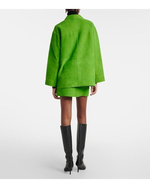 Staud Green Crest Suede Miniskirt