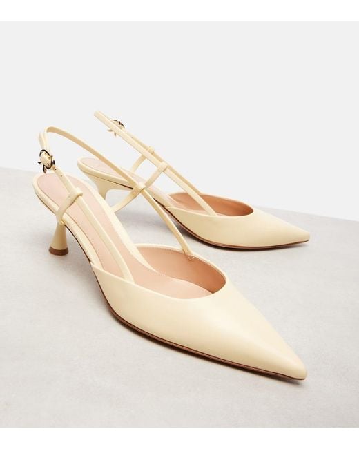 Gianvito Rossi Natural Ascent 55 Leather Slingback Pumps