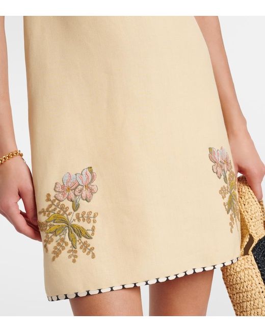Valentino Natural Floral Embroidered Minidress