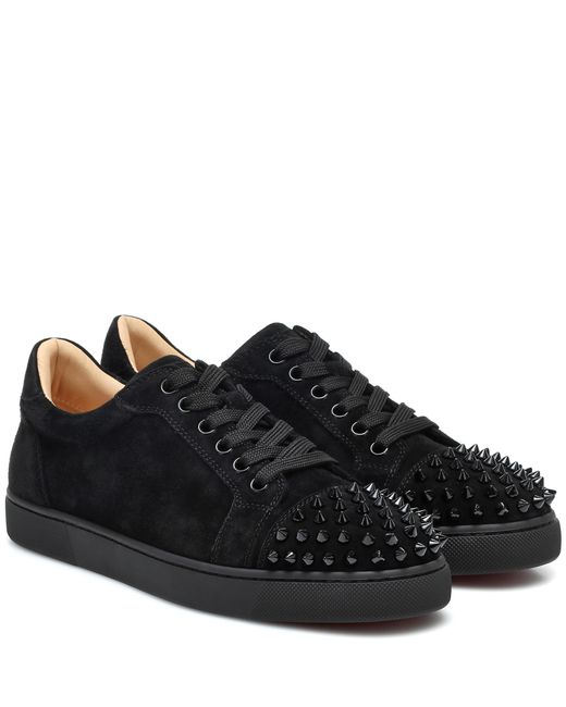 Christian Louboutin Vieira Spikes Suede Sneakers in Black | Lyst