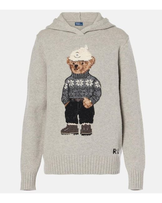 Polo Ralph Lauren Gray Hoodie Polo Bear Aus Wolle Und Kaschmir