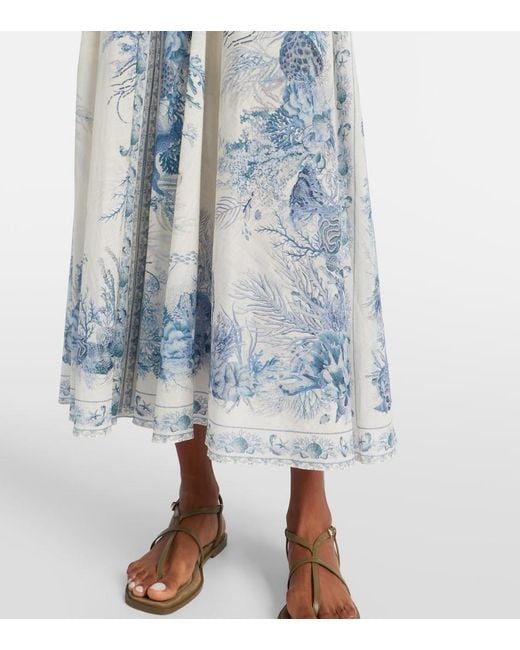 Zimmermann Blue Wanderlust Cotton Maxi Skirt