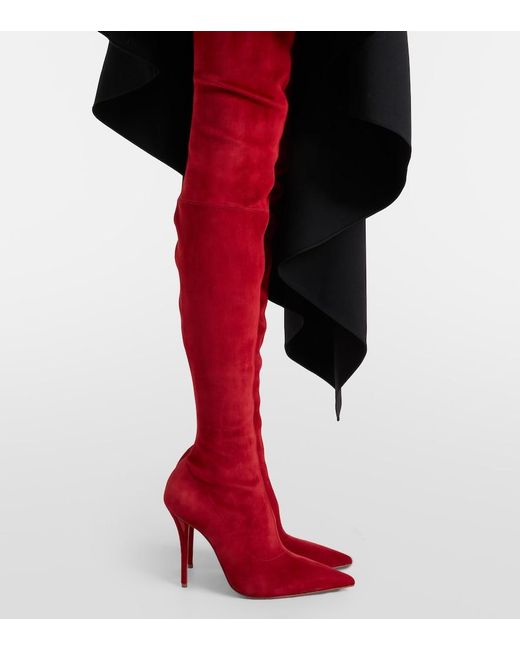 Christian Louboutin Red Miss Z 100 Suede Over-The-Knee Boots