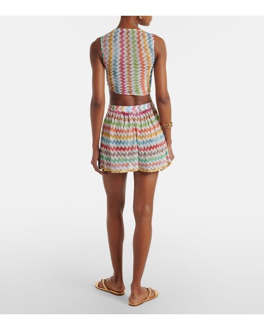 Missoni White Zigzag Lame Shorts