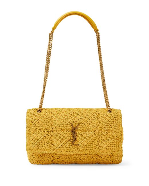Saint Laurent Jamie Raffiaeffect Shoulder Bag in Yellow Lyst