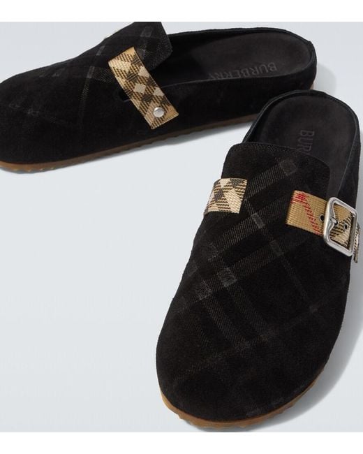 Burberry Black Urchin Suede Clogs for men