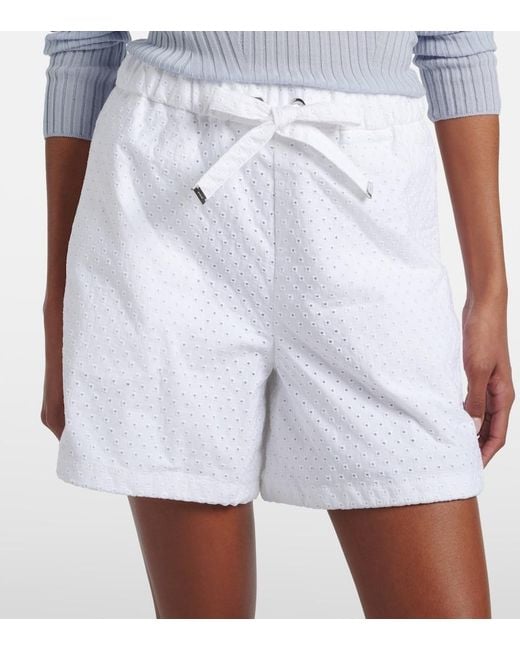 Moncler White Broderie Anglaise Cotton Shorts