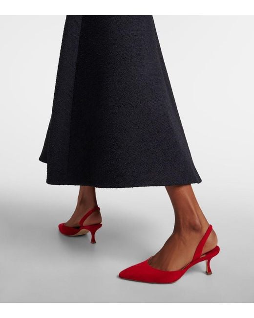 Manolo Blahnik Red Carolyne Gala Val Suede Slingback Pumps
