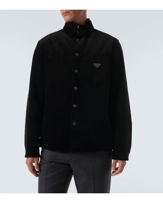 Prada Hemdjacke Aus Baumwoll-Cord in Black für Herren