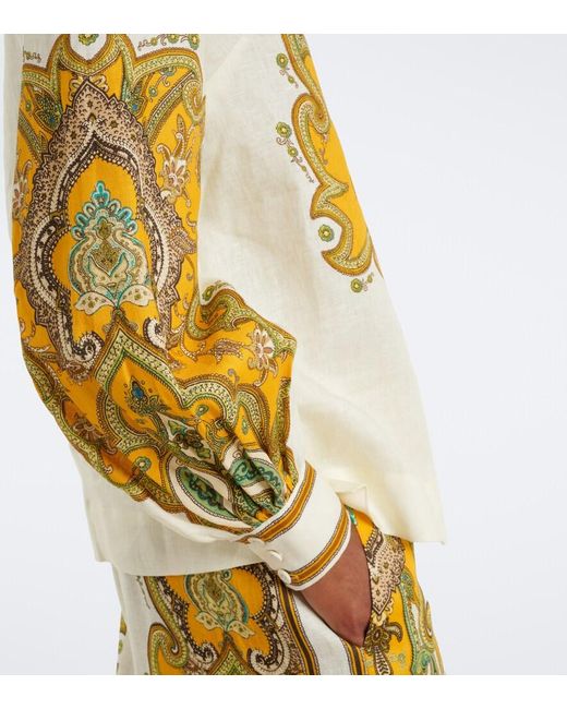 ALÉMAIS Metallic Porter Printed Linen Blouse