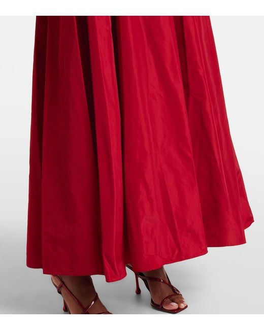 Staud Red Pleated Ponte And Grosgrain Maxi Dress