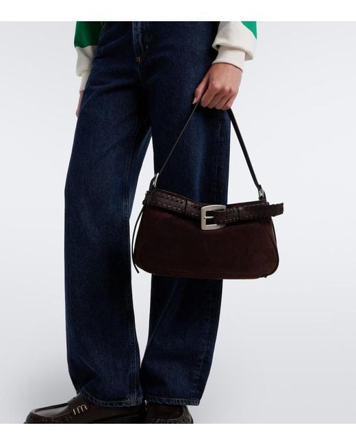 Staud Brown Brooklyn Small Suede Shoulder Bag
