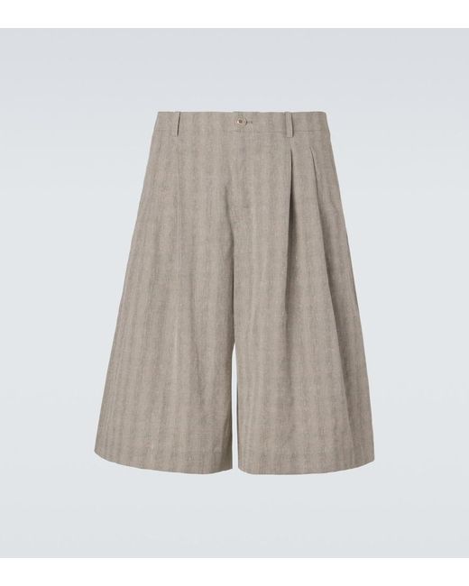 Our Legacy Gray Split Striped Cotton And Linen-Blend Capri Pants for men