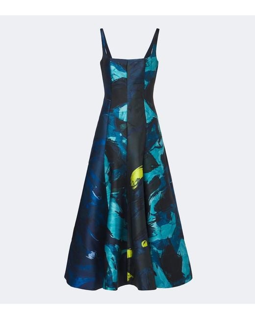 Roksanda Blue Zelia Printed Gathered Midi Dress