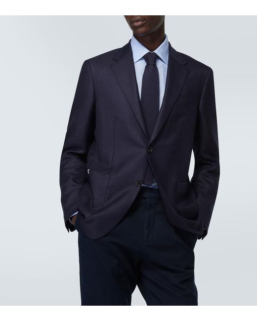 Zegna Blazer Aus Kaschmir Und Seide in Blue für Herren
