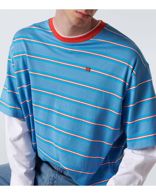 T-shirt Face raye en coton Acne pour homme en coloris Blue